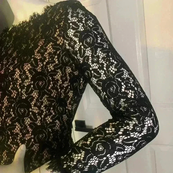 Eliza J Dress Womens 4 Black Lace Overlay Knee Length Event Party Sheath #304 - Picture 7 of 12